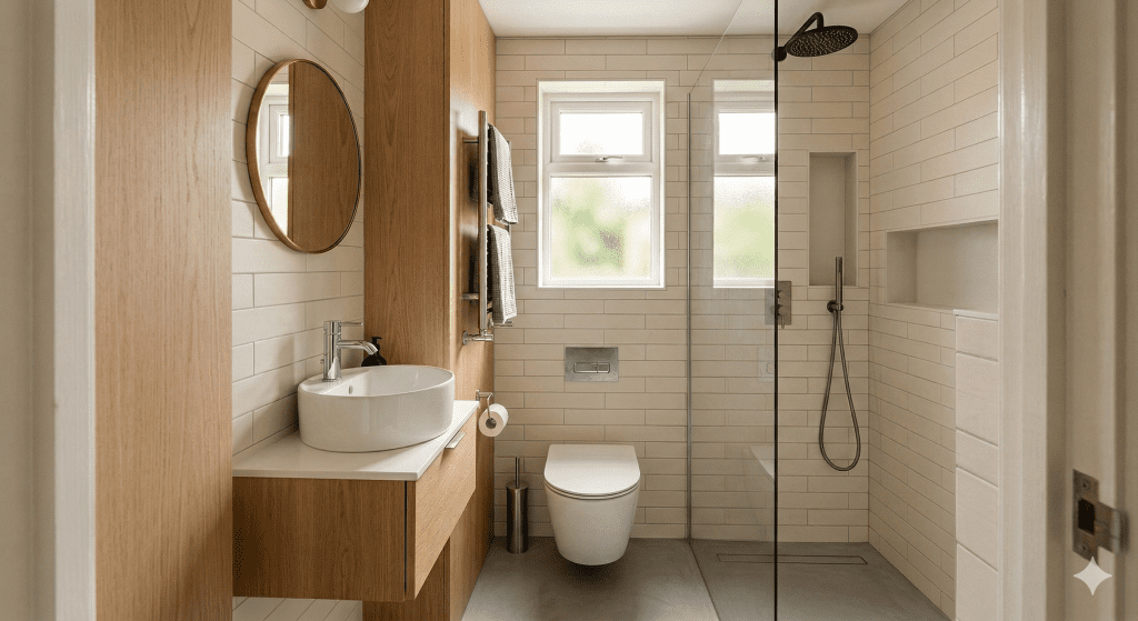 Baño pequeño optimizado y moderno