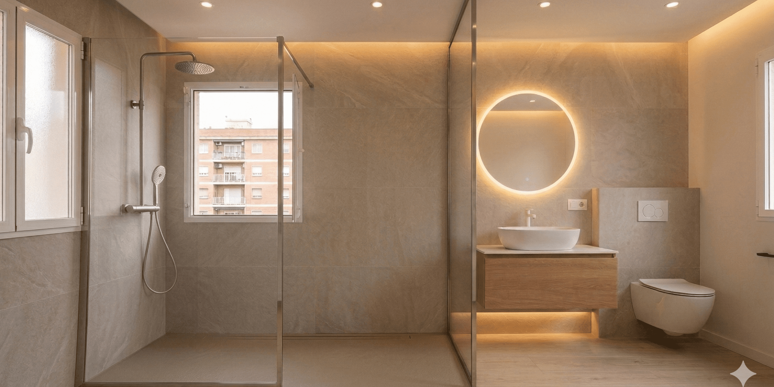 iluminación técnica en baño
