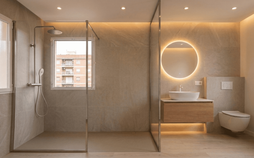 iluminación técnica en baño