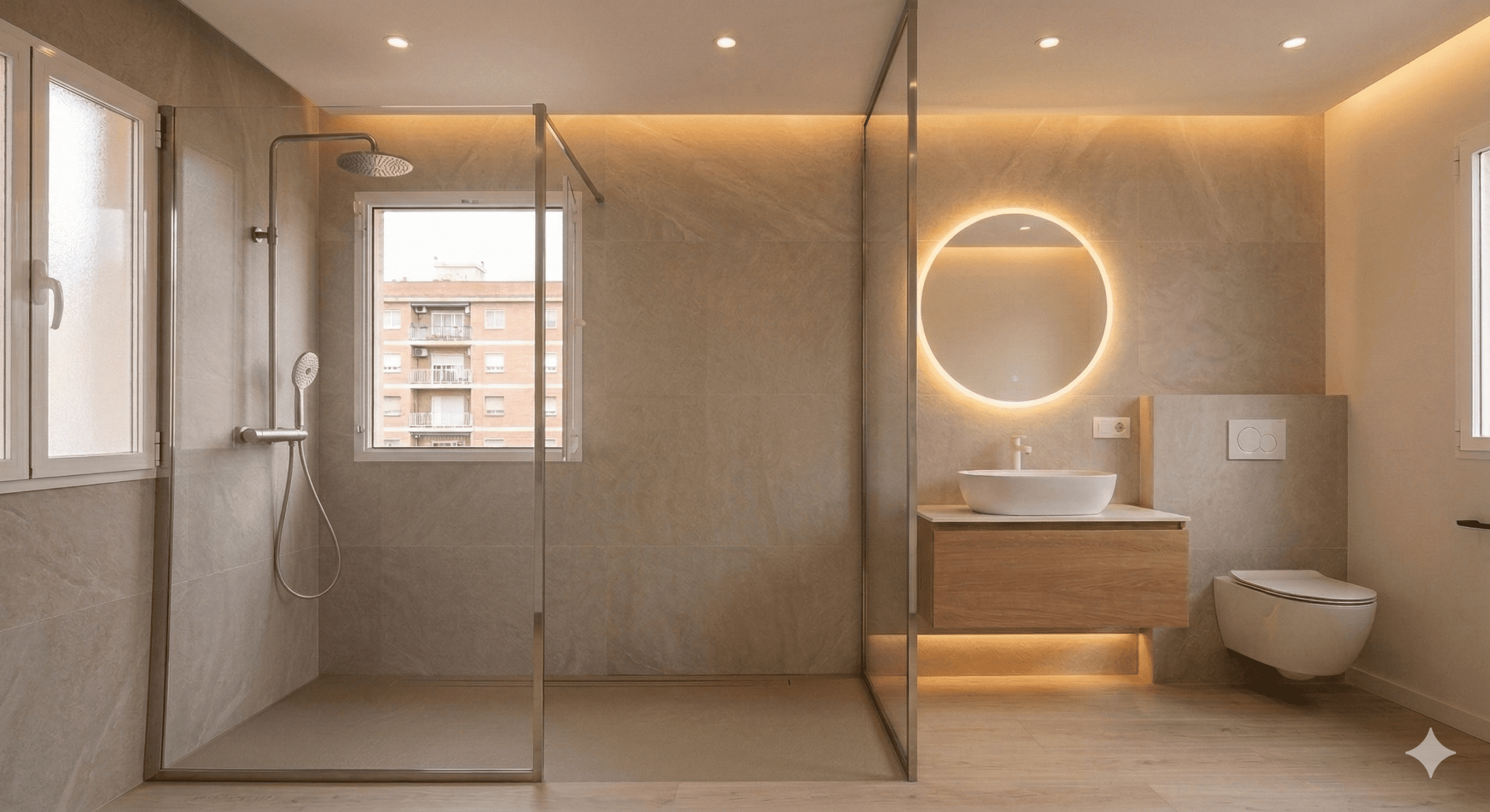 iluminación técnica en baño