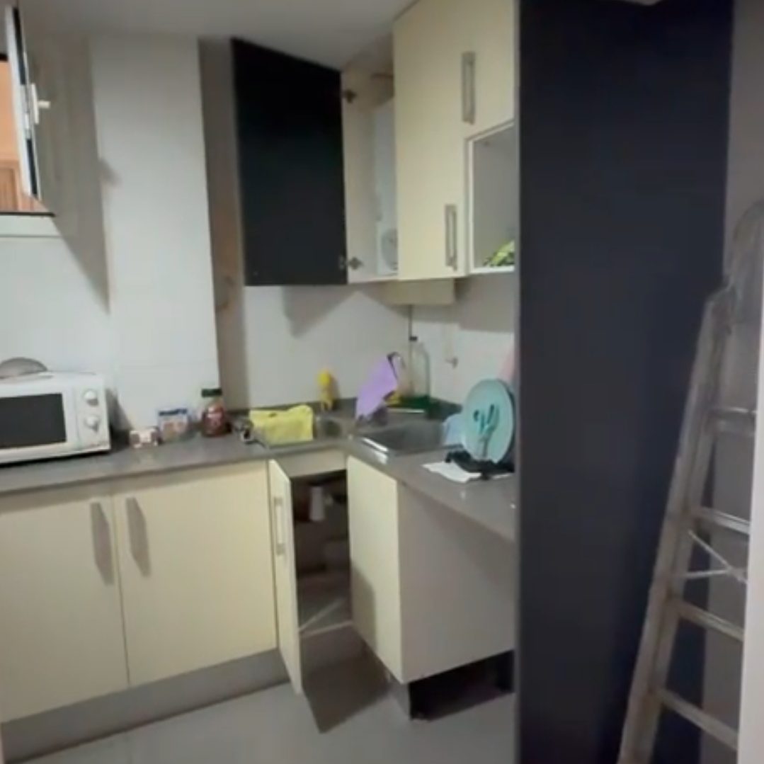 Cocina mobiliario verde selva antes