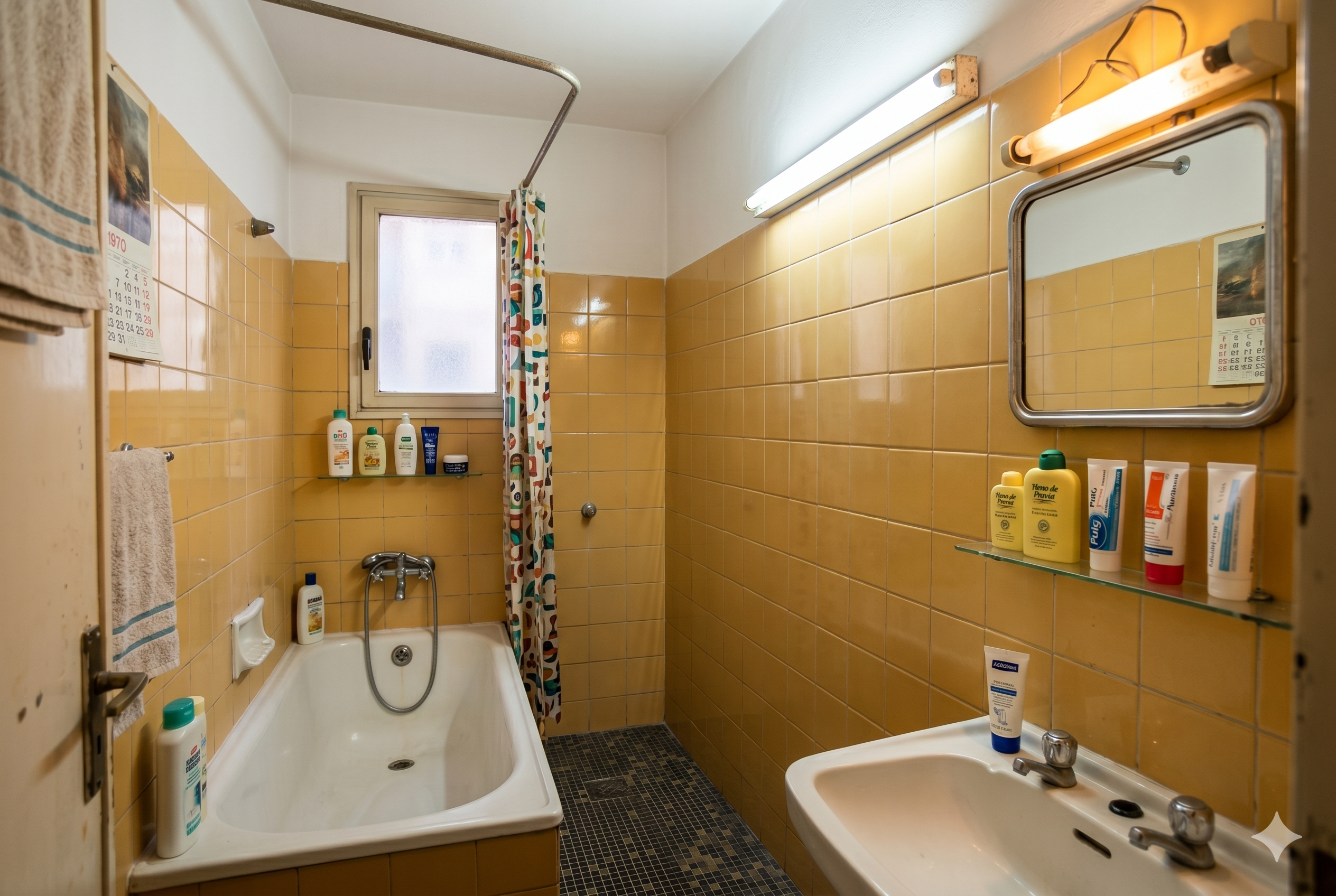 baño antiguo piso años 70 Hospitalet antes de reformar