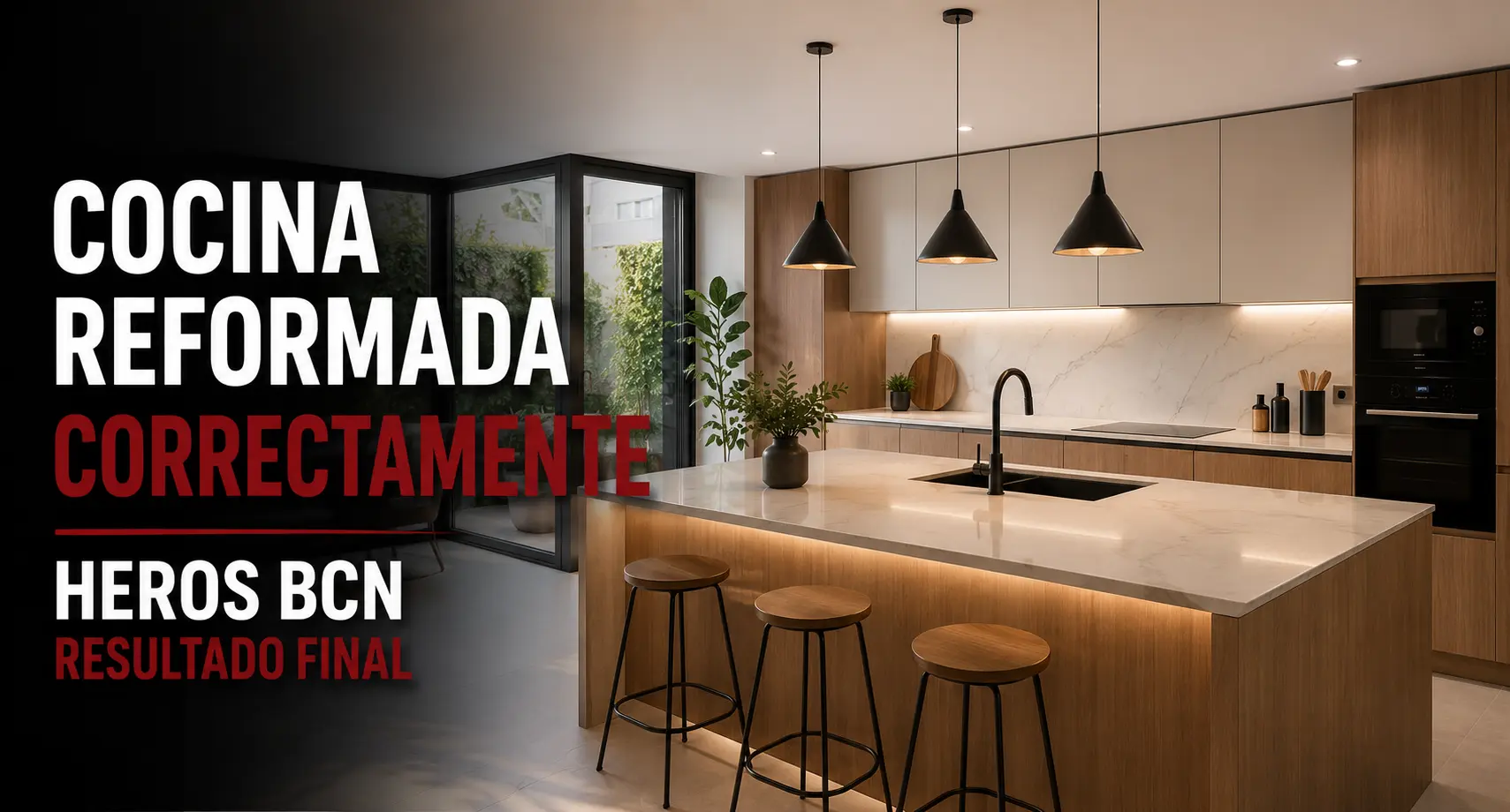 cocina reformada correctamente Heros BCN resultado final